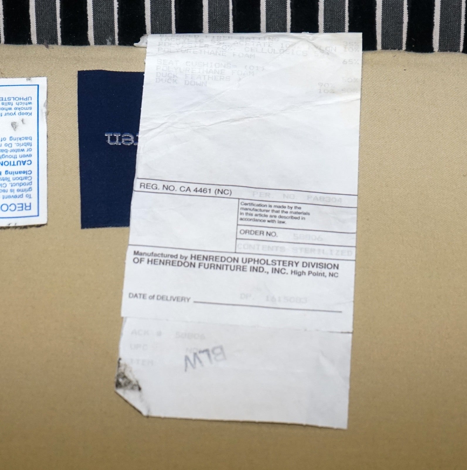 VINTAGE RALPH LAUREN FOR HENREDON STRIPED UPHOLSTERED CHAiR