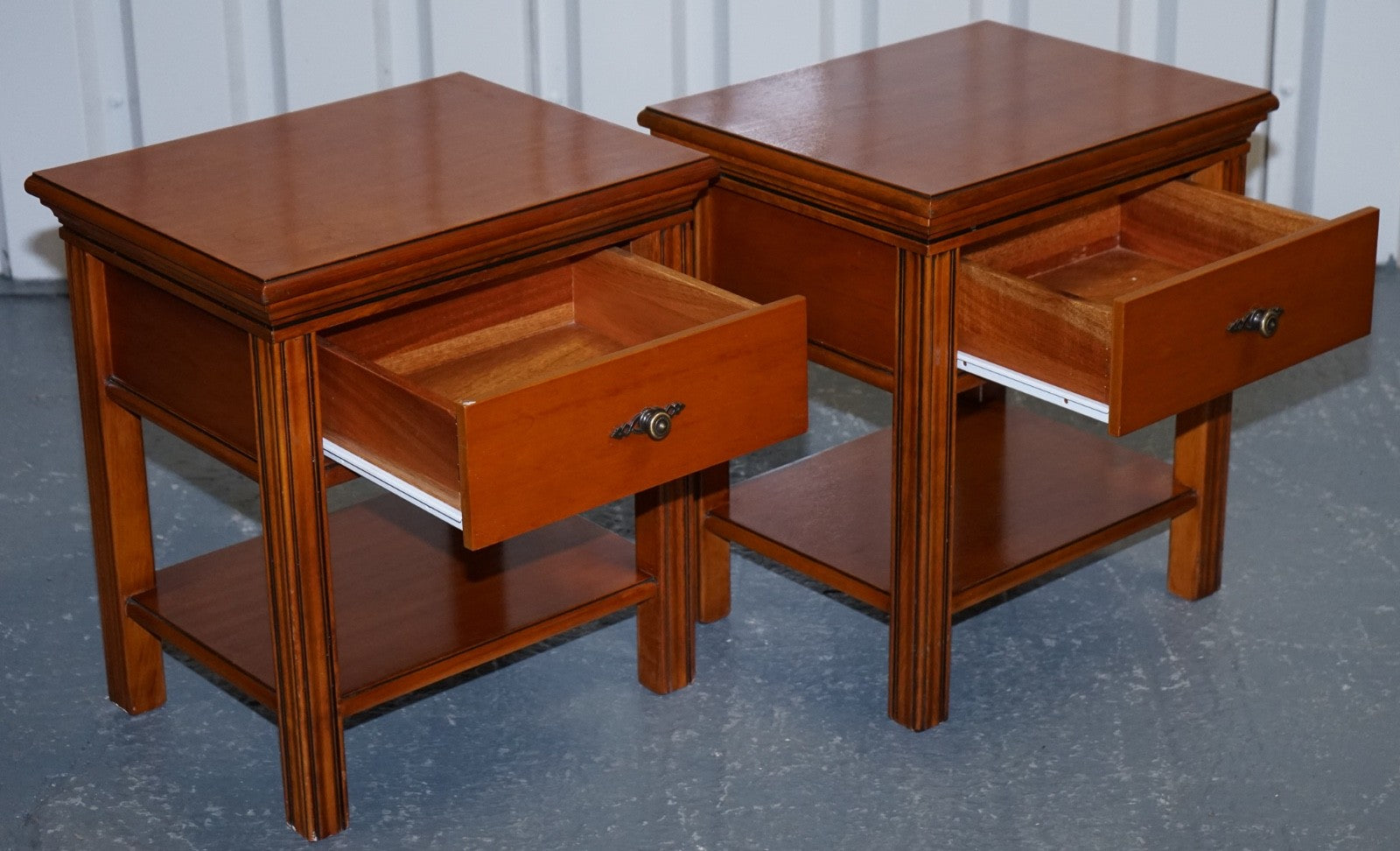 VINTAGE FRENCH STYLE CHERRY WOOD NIGHTSTANDS BEDSIDE TABLES