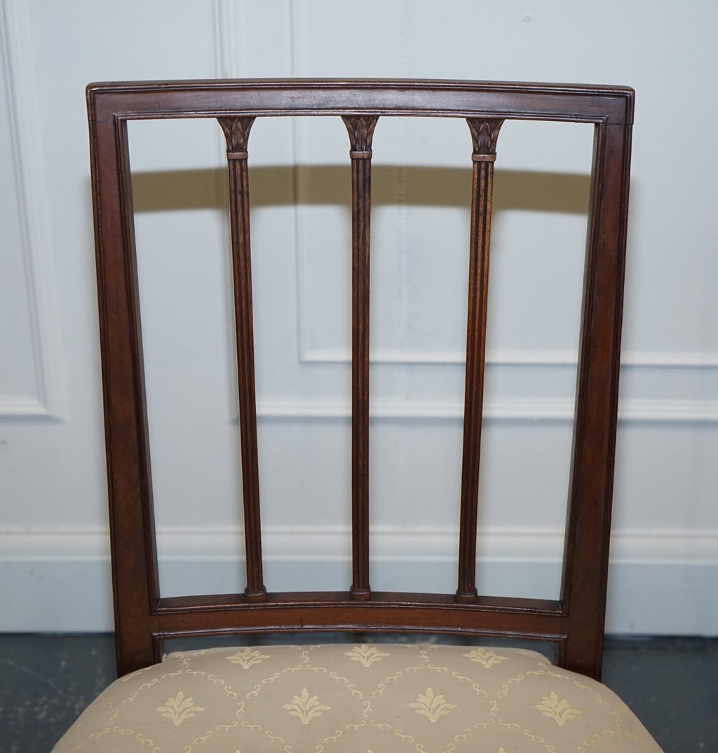 VICTORIAN PAIR OF SIDE CHAIRS WITH CREAM FABRIC SEATS