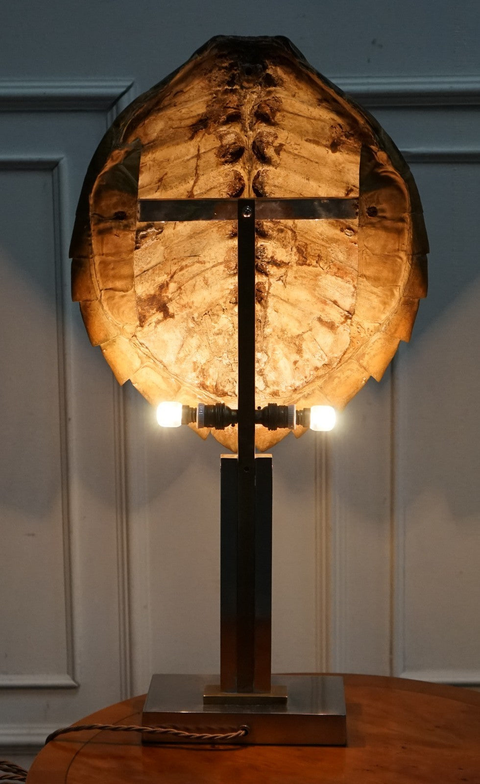 CIRCA 1960'S RARE TURTLE TORTOISE TABLE LAMP ON ART DECO STYLE STAND