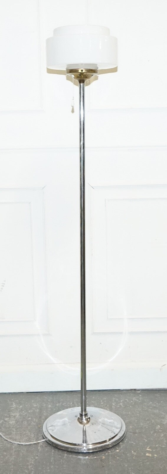 CIRCA 1930'S ART DECO FLOOR LAMP WITH WHITE GLASS SHADE