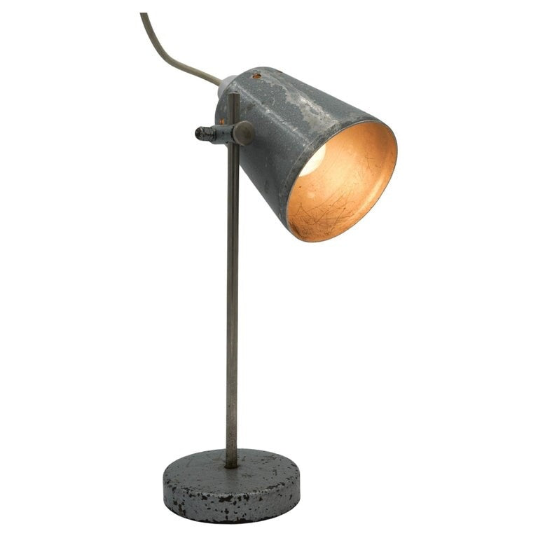 1940'S ENGLISH SALVAGED LABORATORY SCHOOL TABLE ADJUSTABLE LIGHT 005