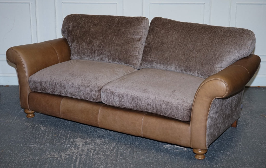 VINTAGE ALEXANDER & JAMES BLAKE 3 SEATER LEATHER & FABRIC SOFA RRP £2,240
