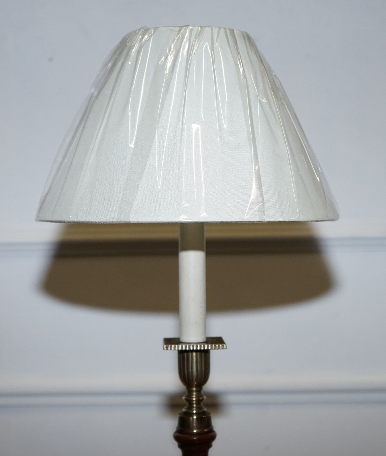 ANTIQUE PAIR OF ENGLISH OPEN BARLEY TWIST CONVERTED CANDLESTICKS TO  TABLE LAMPS