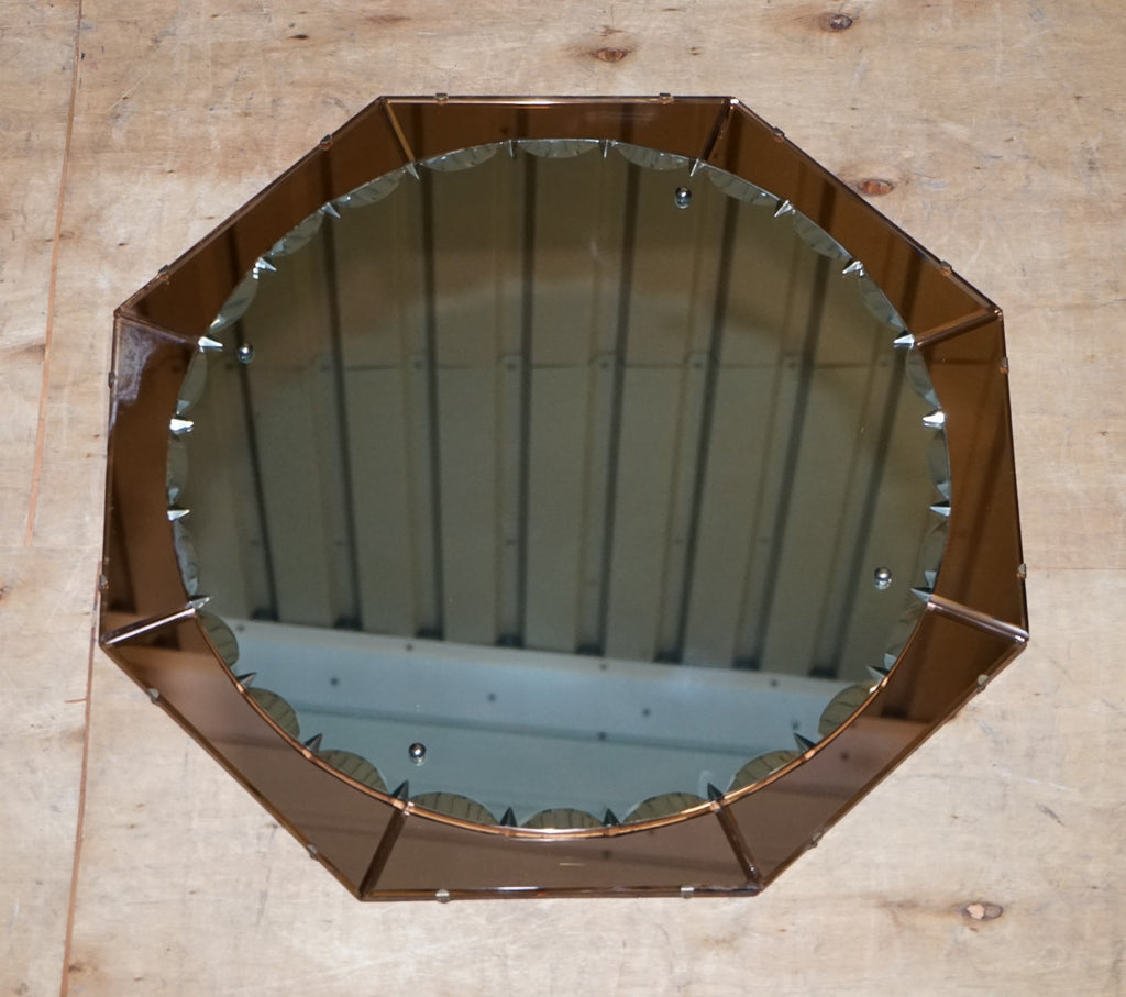 STUNNING LARGE FRENCH ART DECO 1920'S PEACH COLOURED WALL MIRROR