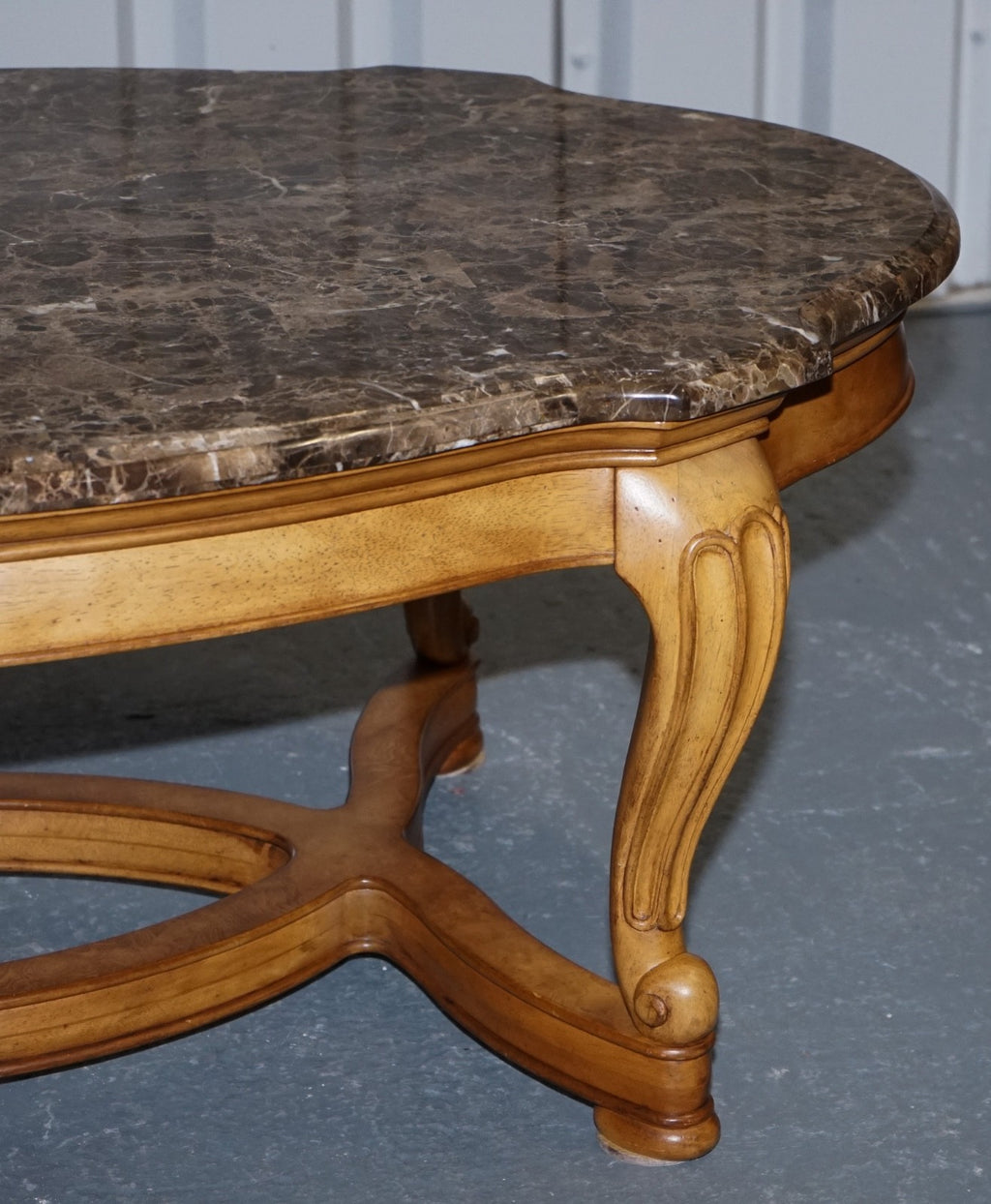 VINTAGE FRENCH STYLE COFFEE TABLE WITH FAUX MABRLE TOP