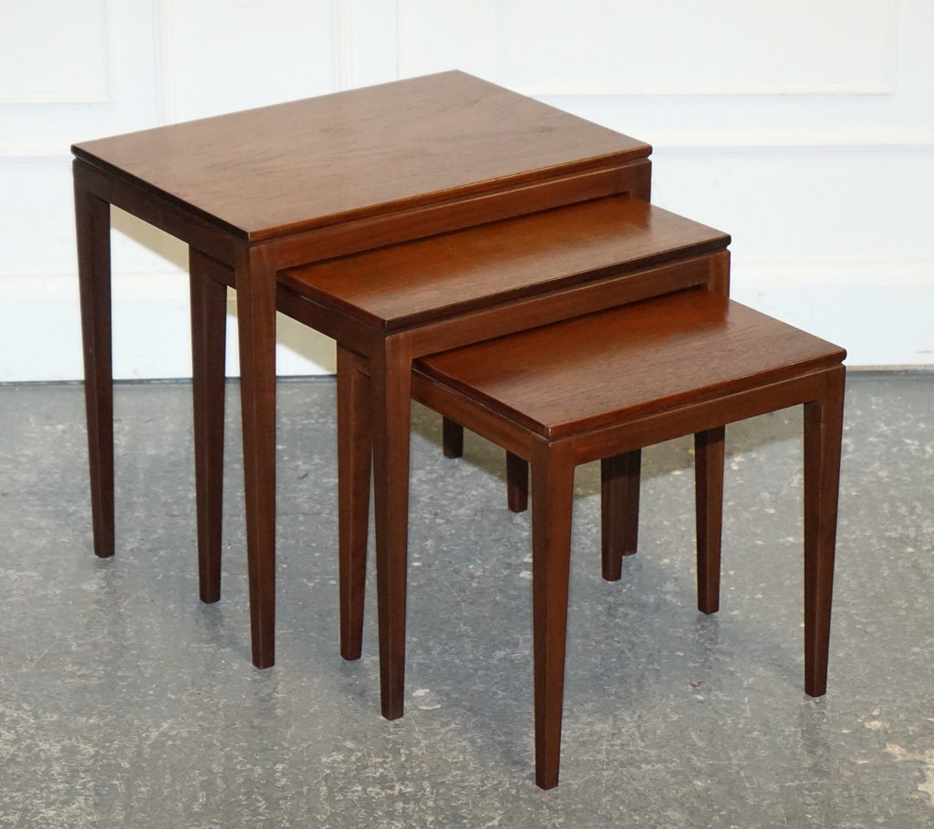VINTAGE 1960'S DANISH MID CENTRY TEAK NEST OF THREE TABLES