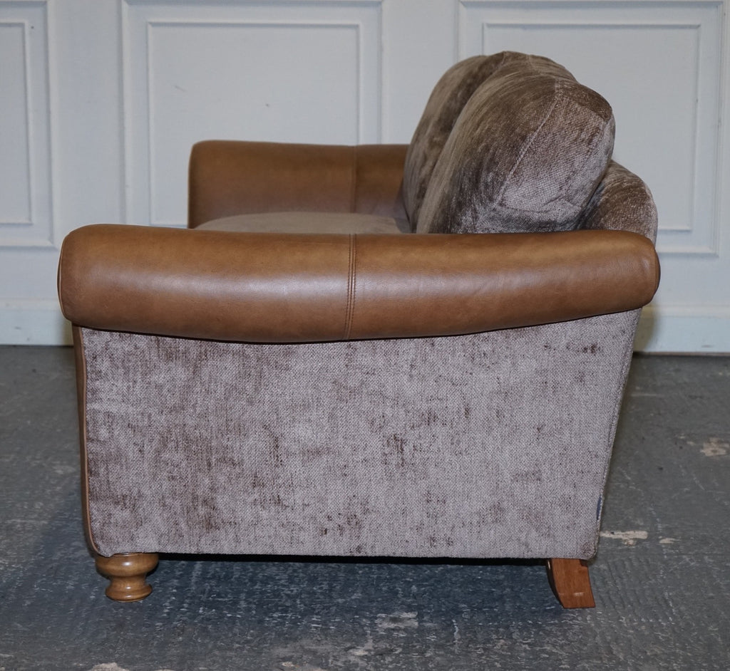 VINTAGE ALEXANDER & JAMES BLAKE 3 SEATER LEATHER & FABRIC SOFA RRP £2,240