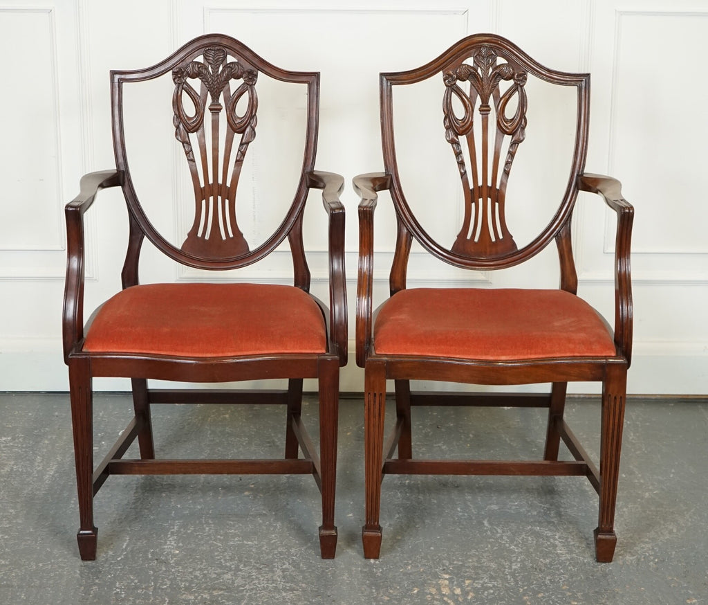 LOVELY PAIR OF VICTORIAN HEPPLEWHITE CARVER HALLWAY SIDE CHAIRS FEATHER FILLED