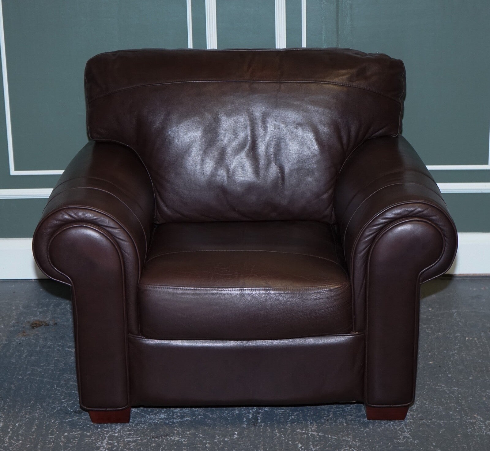 PAIR OF LARGE COMFORTABLE BROWN LEATHER ARMCHAIRS, MATCHING SOFA AVAILABLE