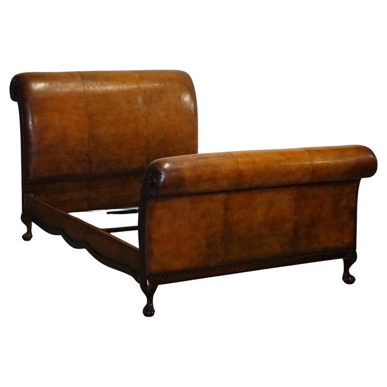 KINGSIZE HAND DYED LEATHER BONAPARTE CARVED BED AND SO TO BED RRP £14,000