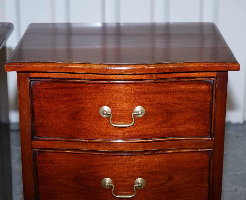 GEORGIAN REVIVAL STYLE SERPENTINE NIGHTSTANDS BEDSIDES BY BRIGHTS OF NETTLEBED