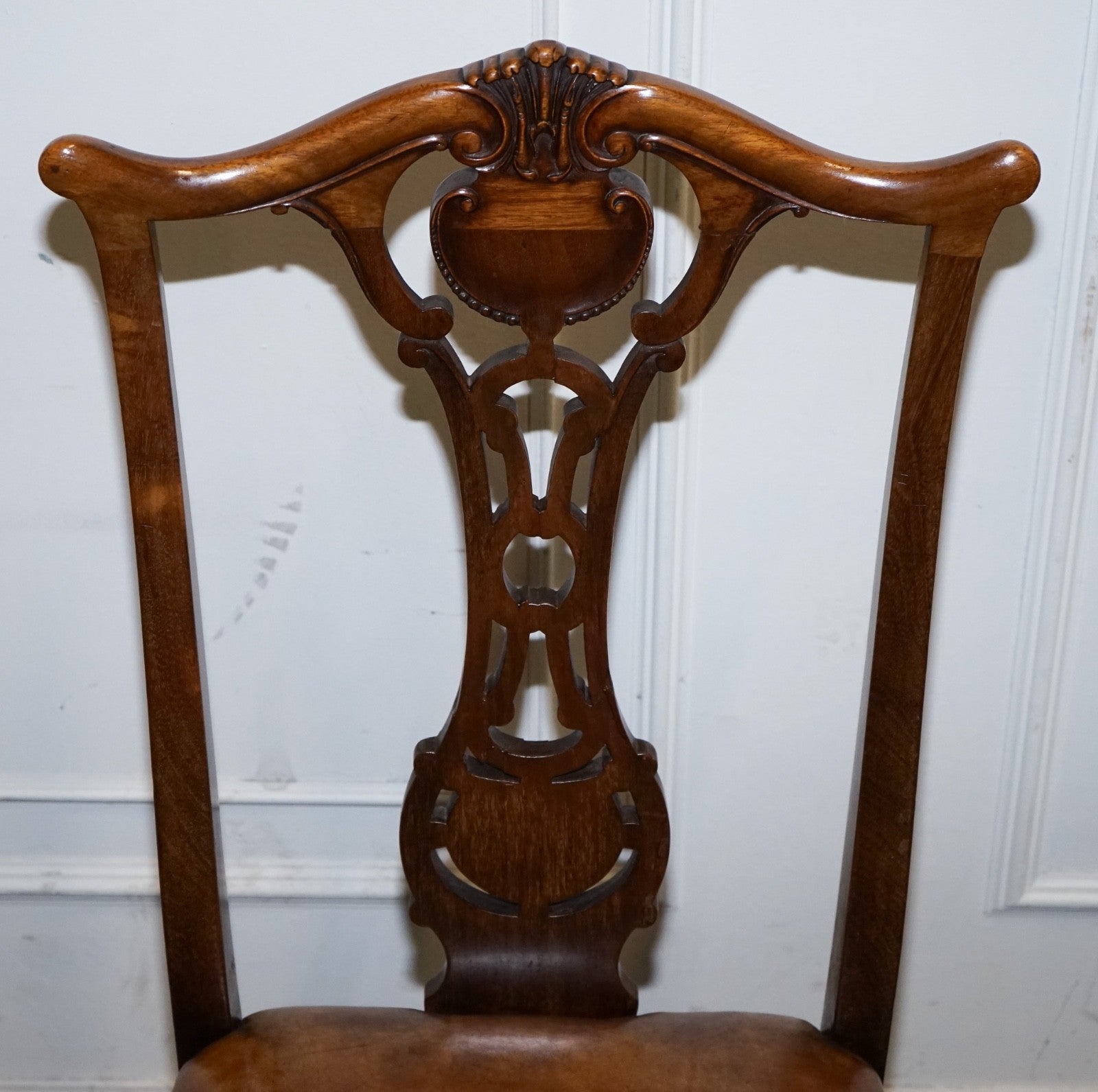 SCOTTISH VICTORIAN SET 12 RESTORED DYED LEATHER DINING CHAIRS BY JOHN TAYLOR