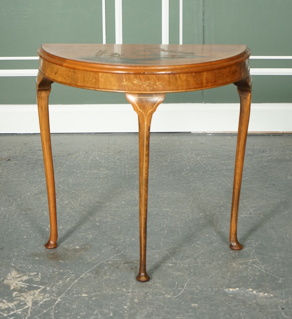 VINTAGE ORIENTAL HALF MOON DEMI LUNE TABLE MADE BY NORTHAMPTON CABINET COMPANY