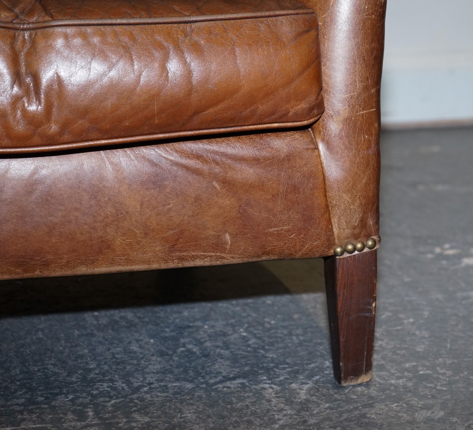 VINTAGE BROWN HERITAGE LEATHER READING LOUNGE ARMCHAIR HALO TIMOTHY OULTON STYLE
