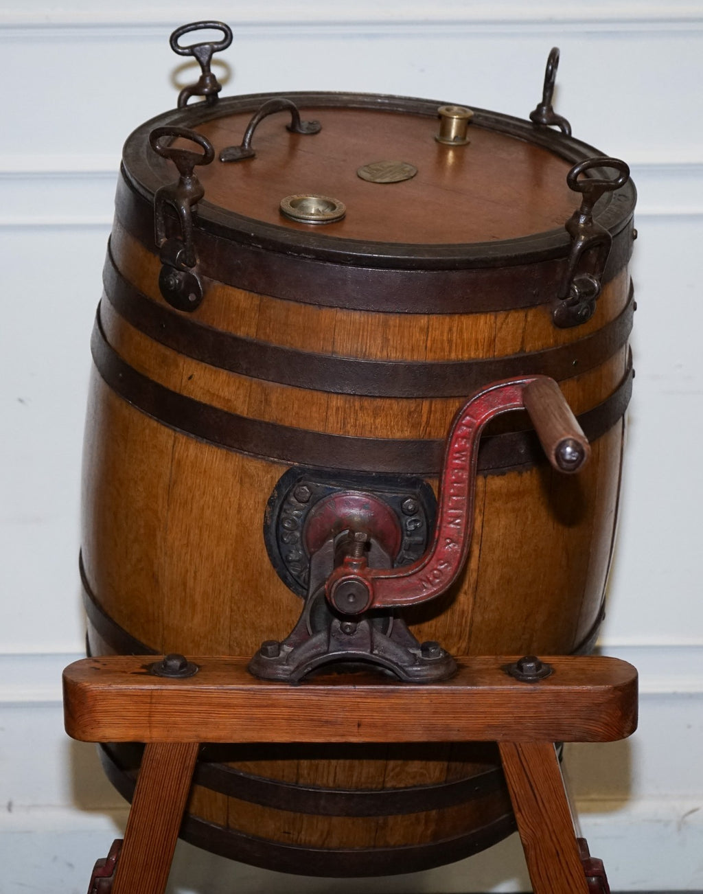 ANTIQUE VICTORIAN CIRCA 1885 ENGLISH G. LLEWELLIN & SONS BUTTER CHURN