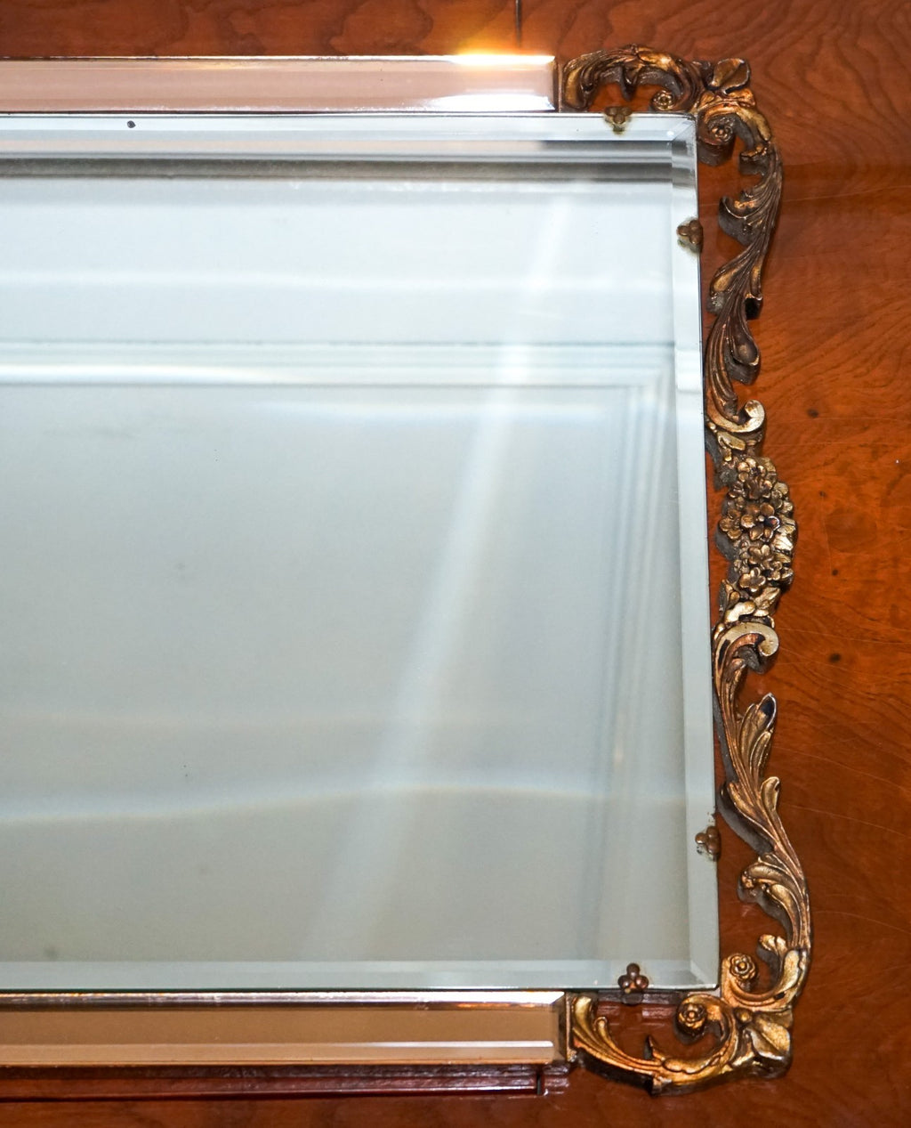 VINTAGE 1960'S ART DECO STYLE MIRROR WITH BEVELED PEACH GLASS PANELS BY ATSONEA