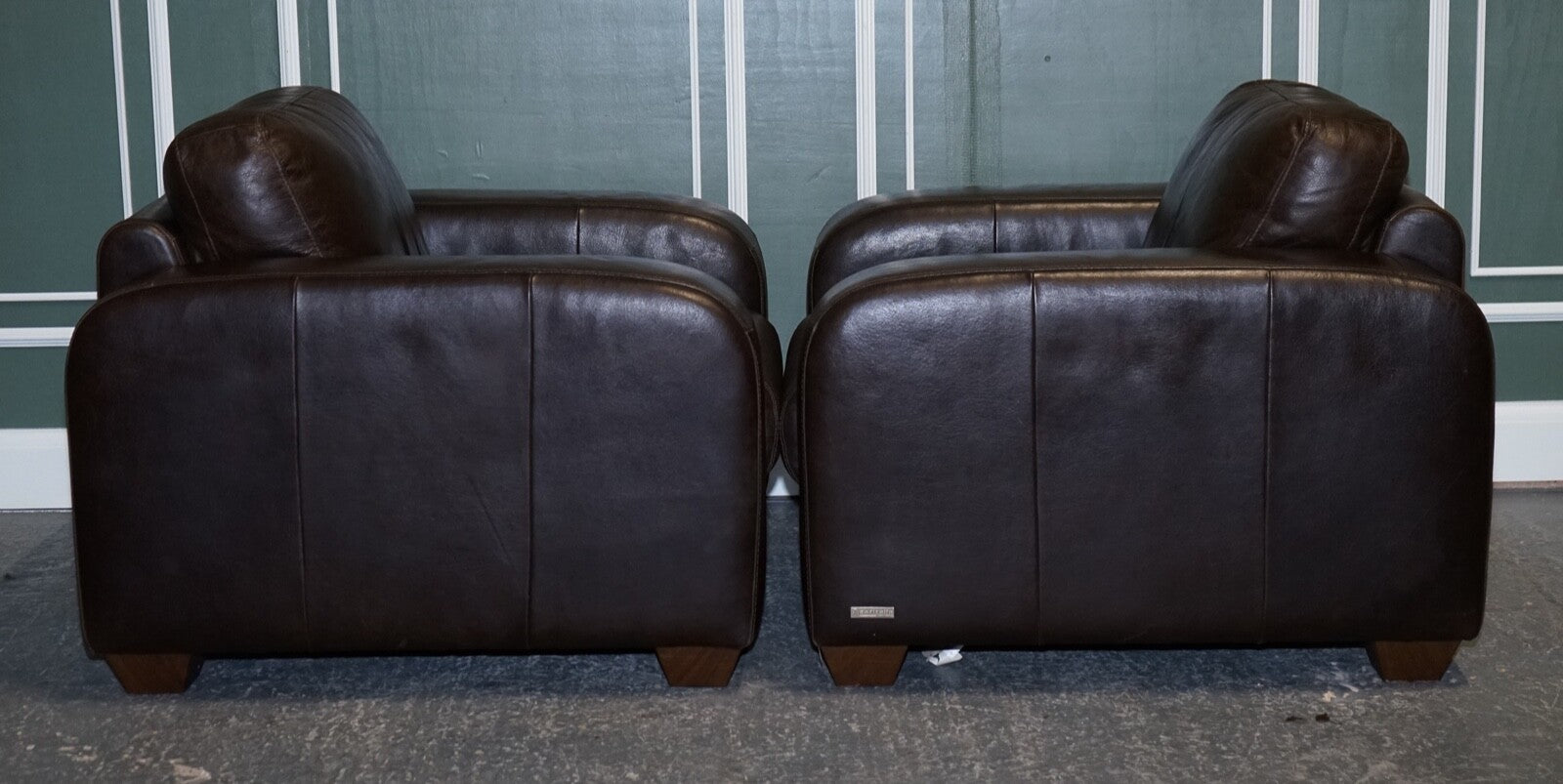 VINTAGE PAIR OF CHOCOLATE BROWN LEATHER ARMCHAIRS BY SOFITALIA