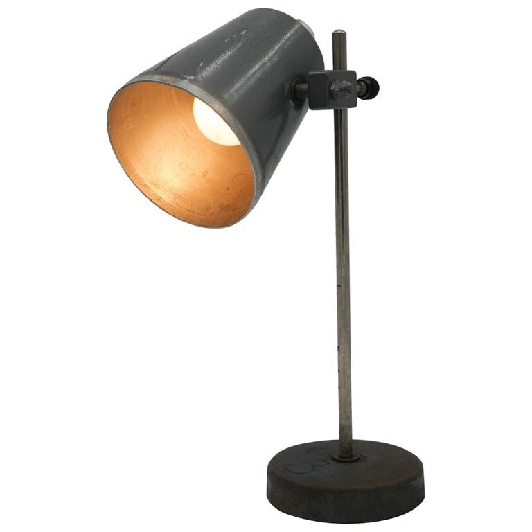 1940'S ENGLISH SALVAGED LABORATORY SCHOOL TABLE LAMP ADJUSTABLE LIGHT 001