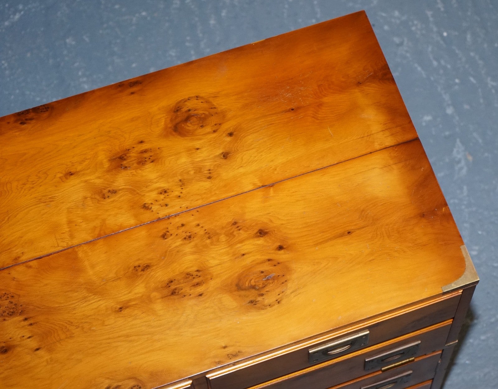 VINTAGE RECORD PLAYER CABINET HIDDEN INSIDE MILITARY CAMPAIGN CHEST OF DRAWERS
