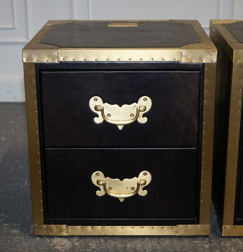 TIMOTHY OULTON CUMBERLAND COLLECTION PAIR BEDSIDE NIGHTSTANDS RED VELVET LINING