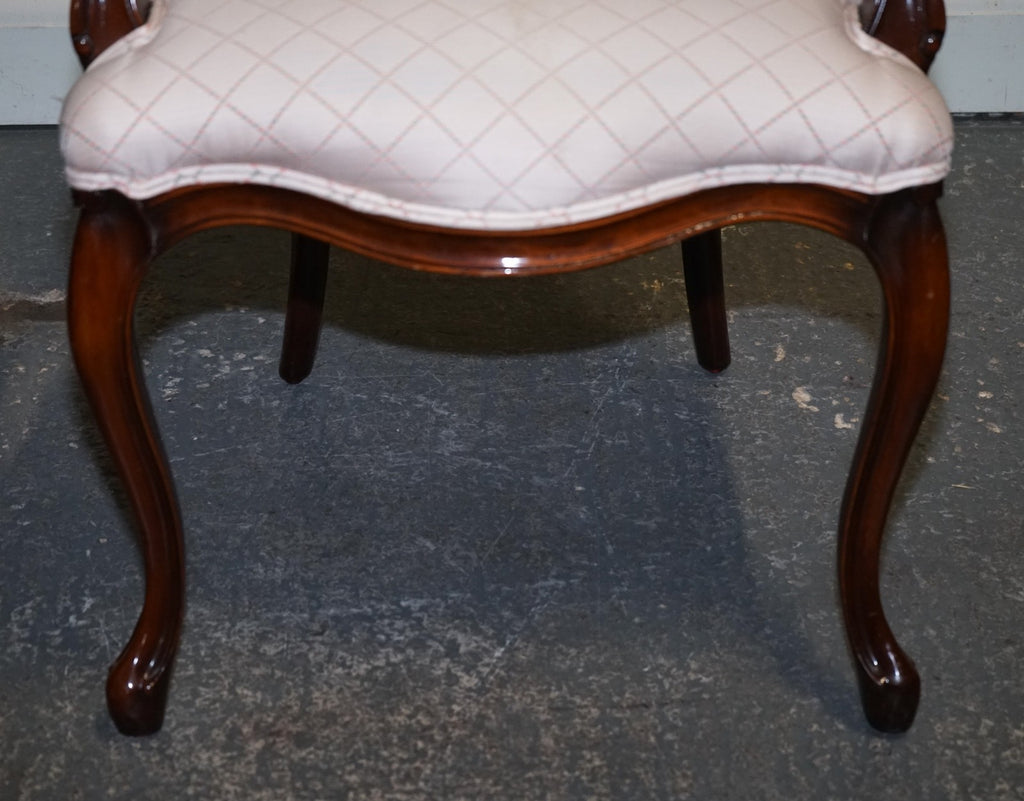 VINTAGE FRENCH STYLE WALNUT UPHOLSTERED SALON ARMCHAIR