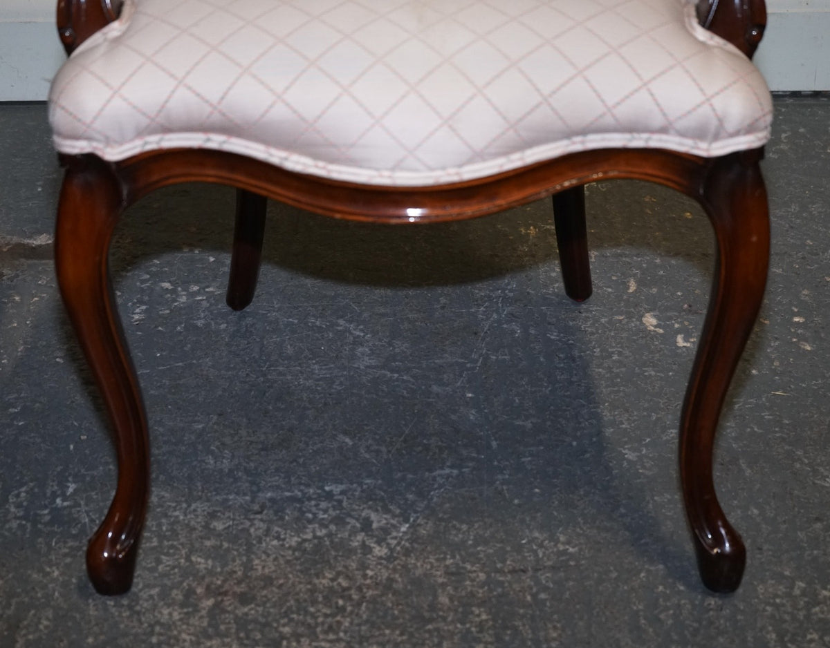 VINTAGE FRENCH STYLE WALNUT UPHOLSTERED SALON ARMCHAIR
