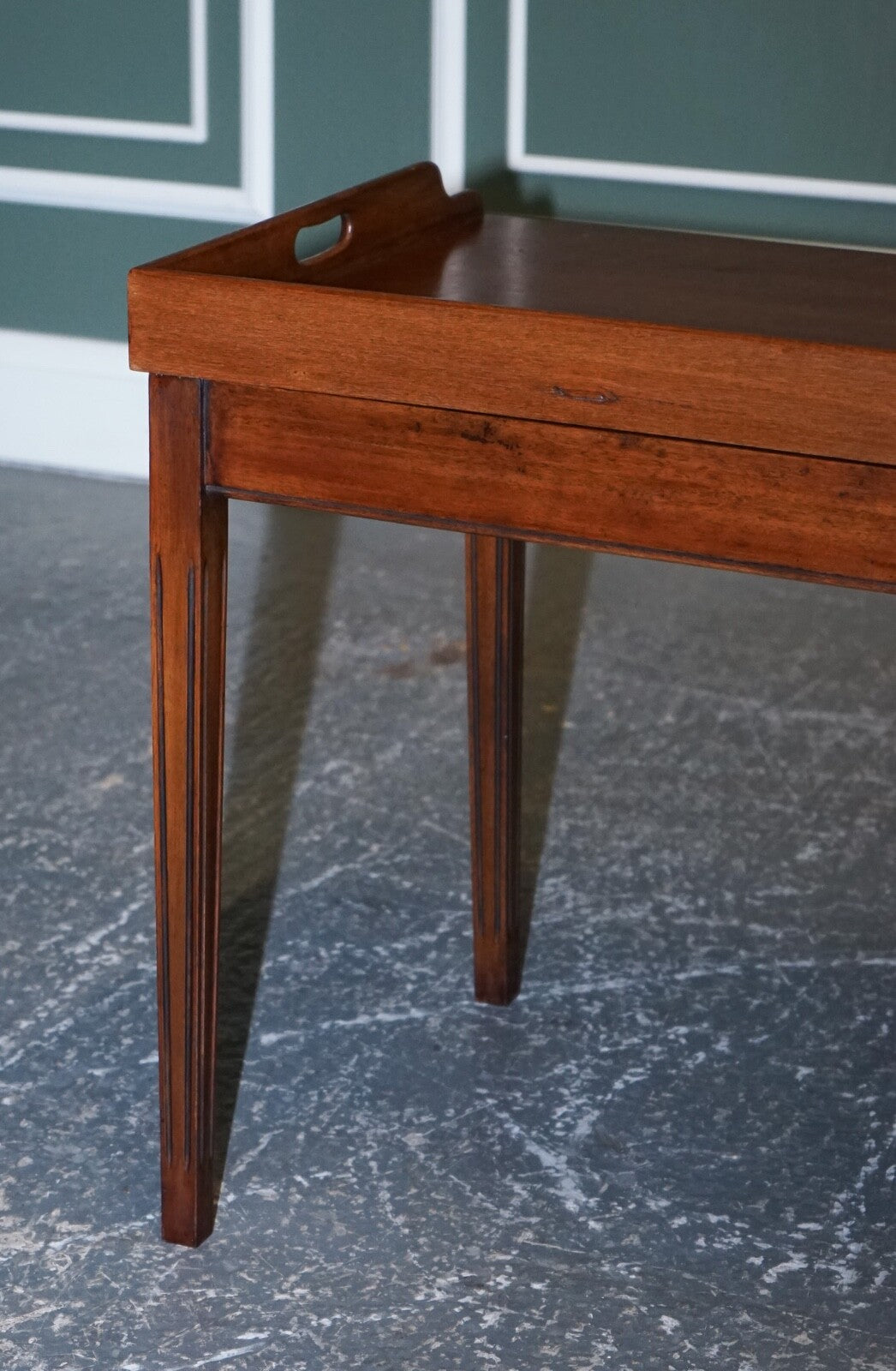 ANTIQUE BUTLERS SERVING TRAY ON STAND MAHOGANY VICTORIAN 19TH CENTURY