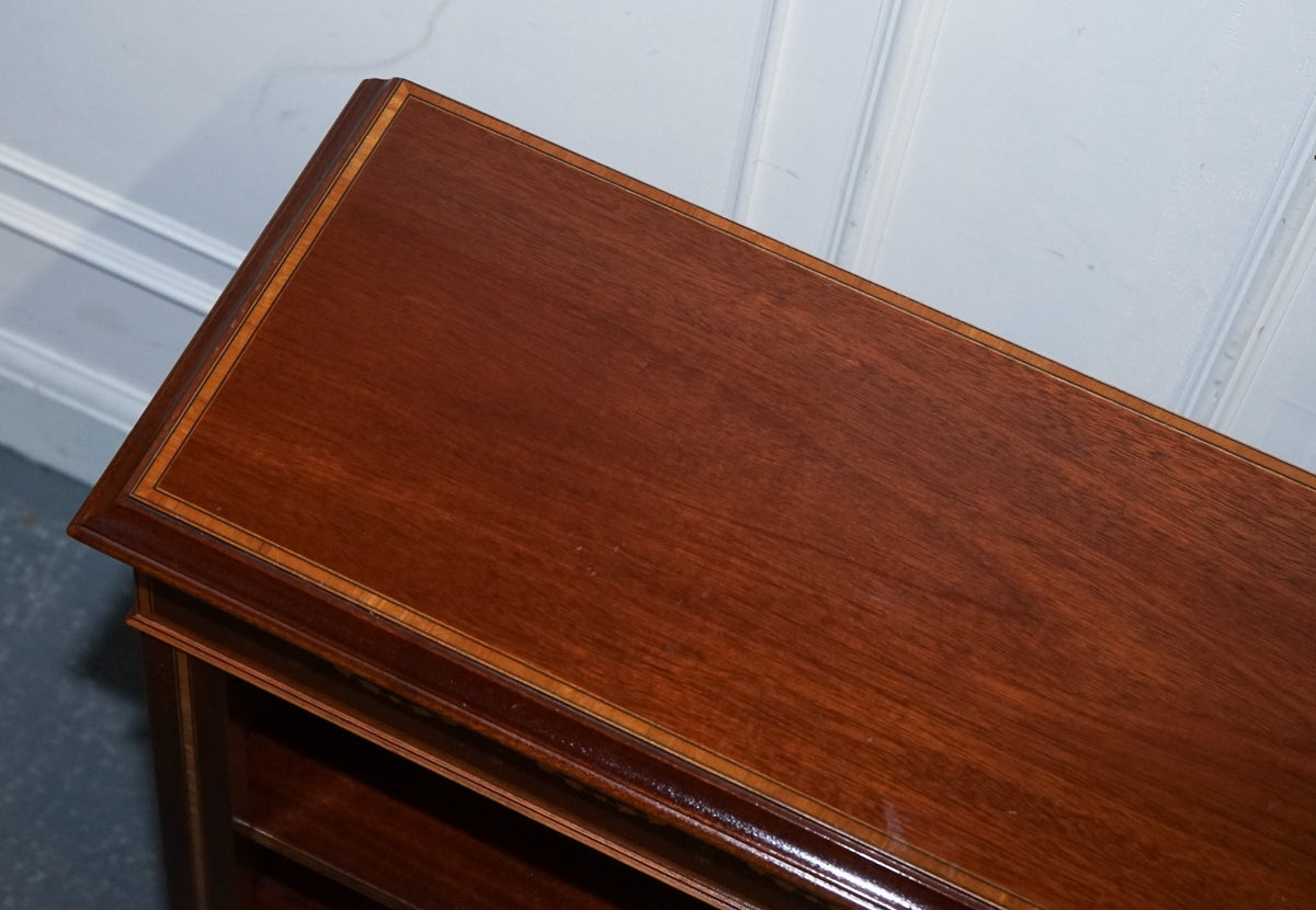 PAIR VINTAGE EDWARDIAN STYLE SHERATON DWARF OPEN BOOKCASE ADJUSTABLE SHELVES