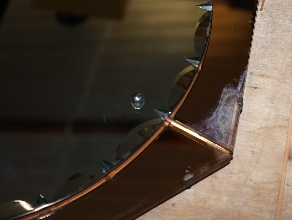 STUNNING LARGE FRENCH ART DECO 1920'S PEACH COLOURED WALL MIRROR