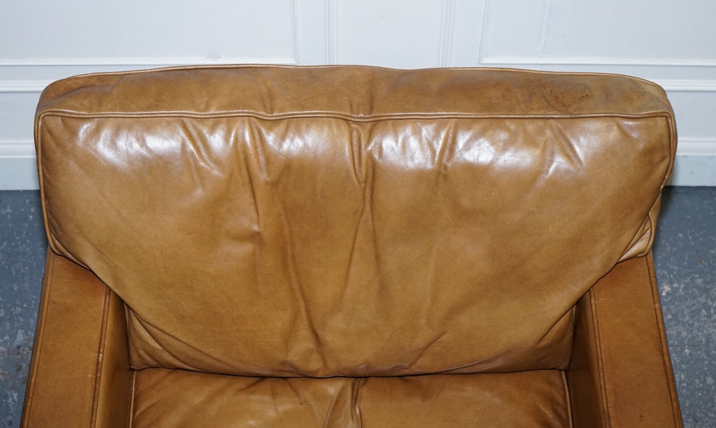 LOVELY TIMOTHY OULTON VISCOUNT PAIR OF TAN LEATHER ARMCHAIRS RRP £5,200