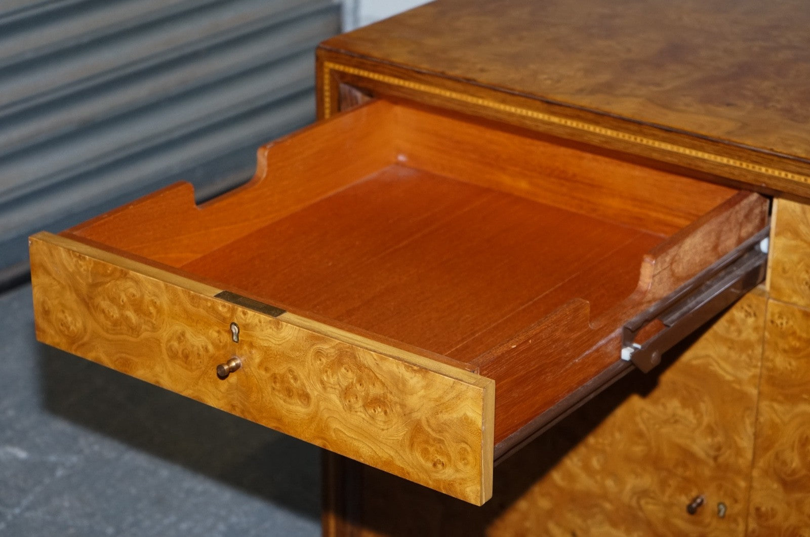 WARD BENNET BRICKEL ASSOCIATES RESTORED PAIR OF BURR WALNUT SIDEBOARDS