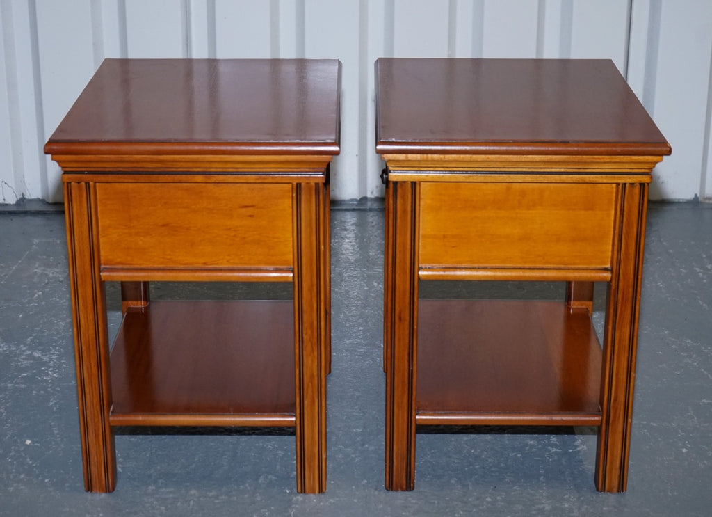 VINTAGE FRENCH STYLE CHERRY WOOD NIGHTSTANDS BEDSIDE TABLES