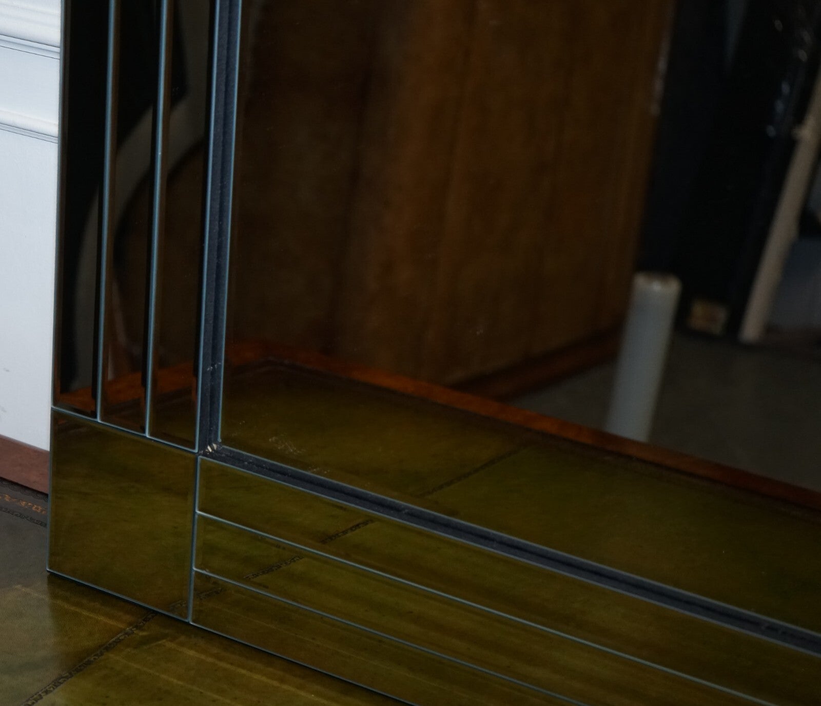 LOVELY EXTRA LARGE BEVELLED SiLVER ALL GLASS WALL MIRROR (2/2)