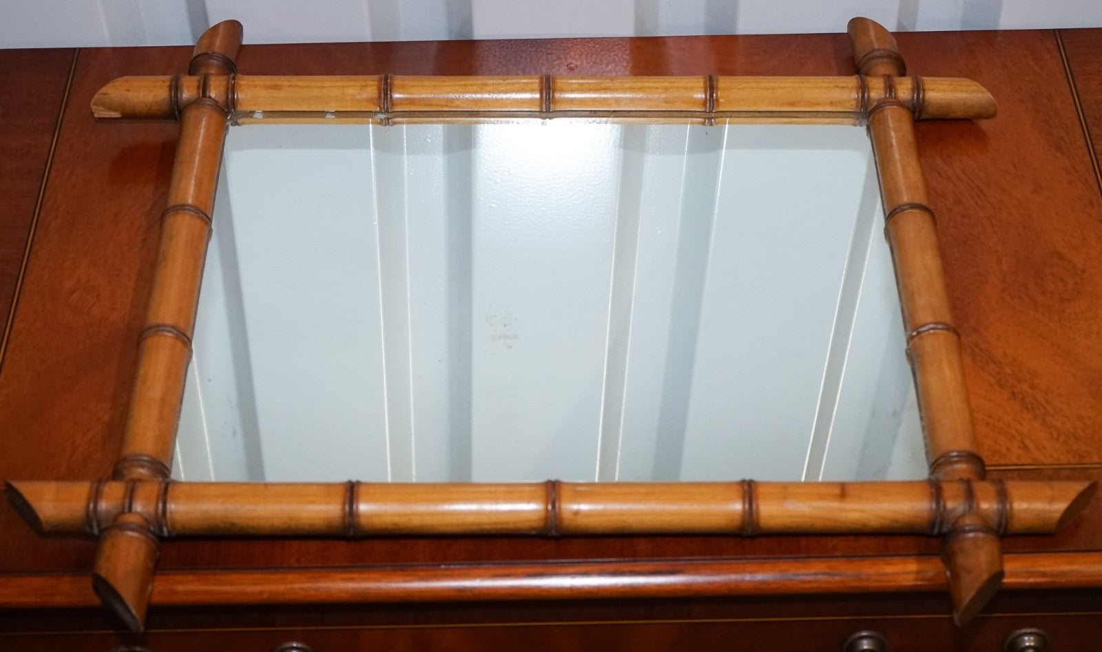 ANTIQUE FRENCH STYLE DECORATIVE FAUX BAMBOO WALL MIRROR