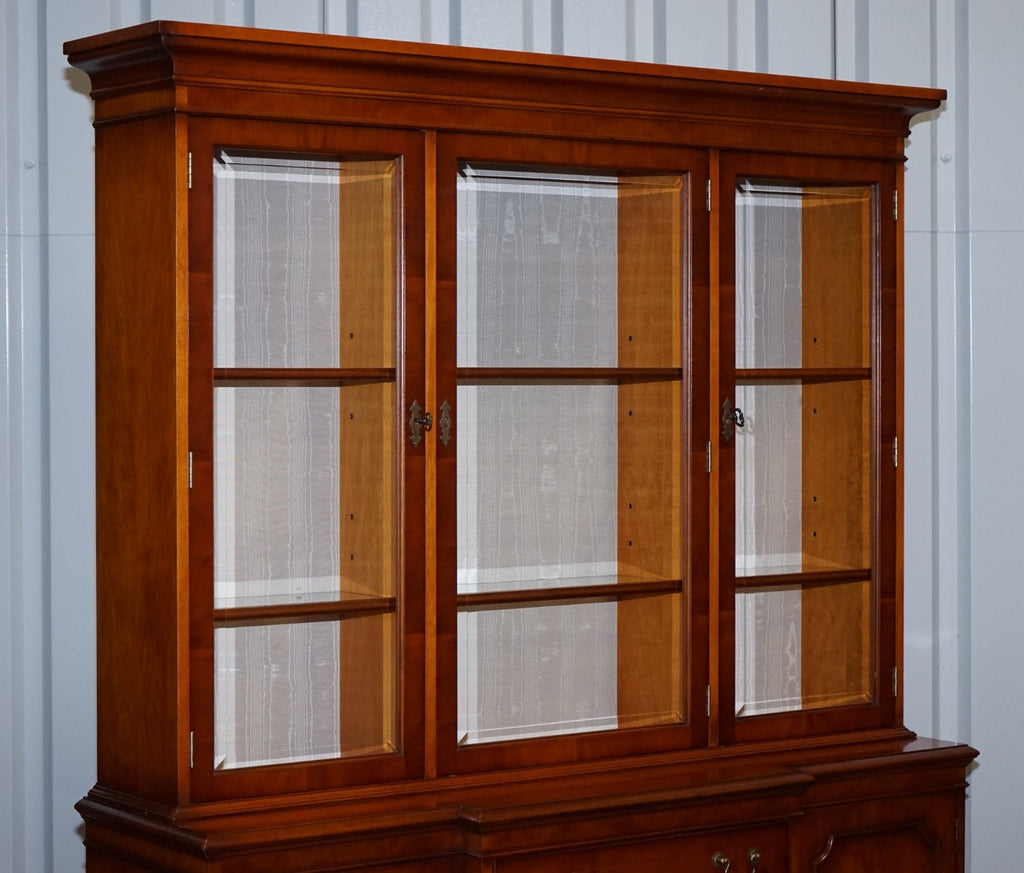 VINTAGE YEW WOOD DISPLAY CABINET MADE BY BRADLEY ENGLAND