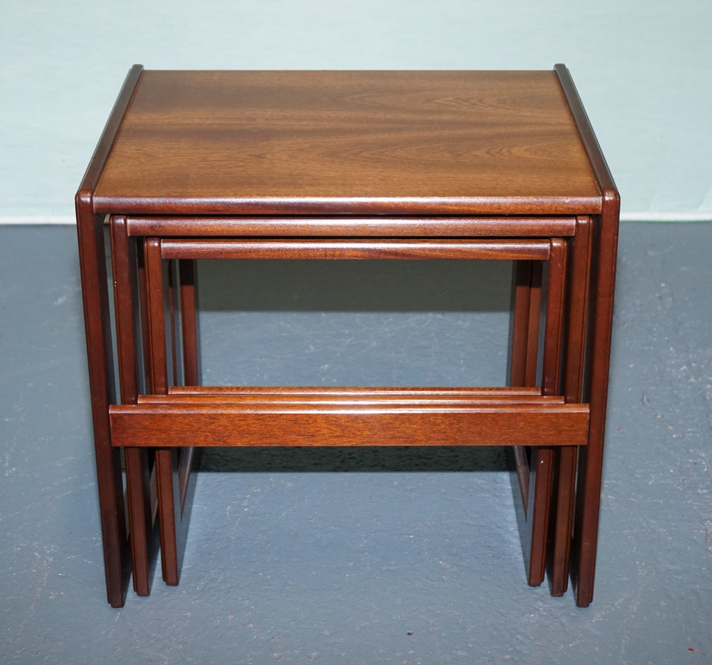 BRITISH G PLAN MID CENTURY HARDWOOD TEAK NESTING TABLES SLEEK MINIMALIST