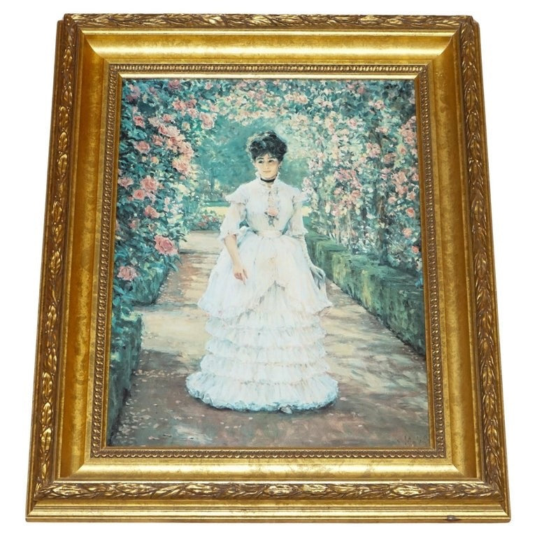 VINTAGE OIL PAINTING ''ENGLISH ROSE'' BY ALAN MALEY GILTED FRAME 80 X 65 CM