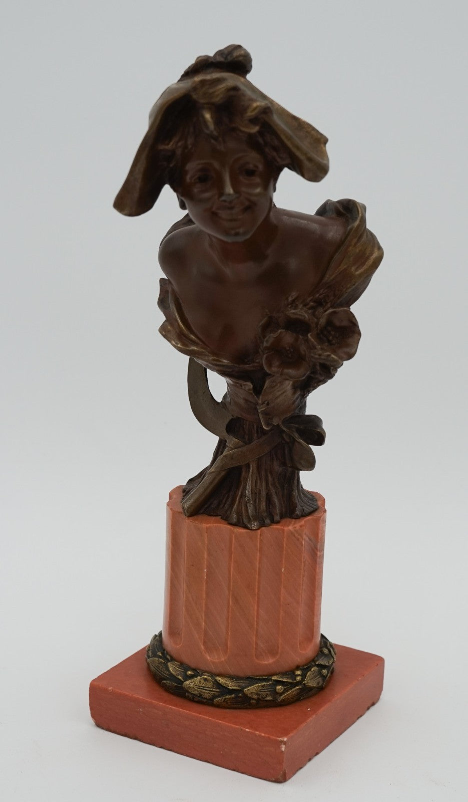 ANTIQUE 1885-1930 GEORGE VAN DER STRAETEN BRONZE BUST OF DUTCH LADY