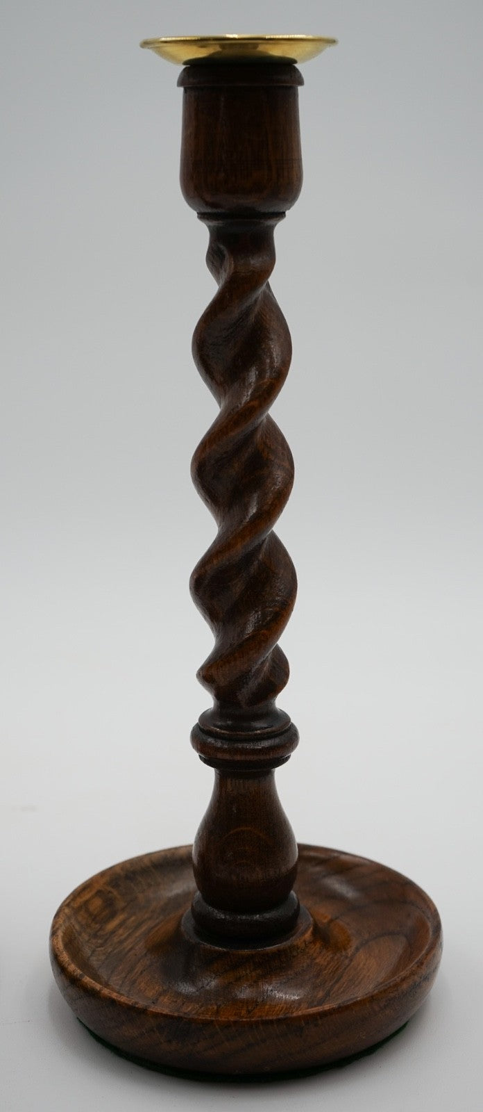 EARLY ViCTORIAN PAIR OF ENGLISH OAK BARLEY TWIST CANDLE STICKS (5)