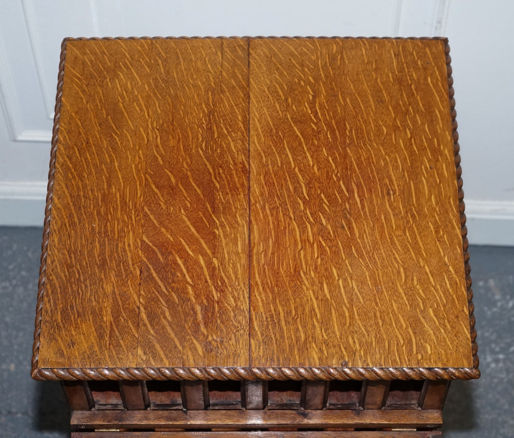 ANTIQUE SUBSTANTIAL OAK REVOLVING BOOKCASE WITH FOLDING READING STAND