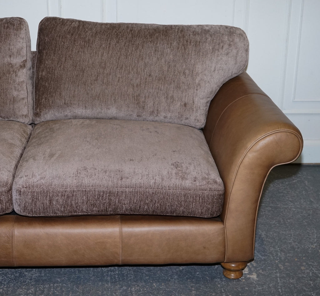 VINTAGE ALEXANDER & JAMES BLAKE 3 SEATER LEATHER & FABRIC SOFA RRP £2,240