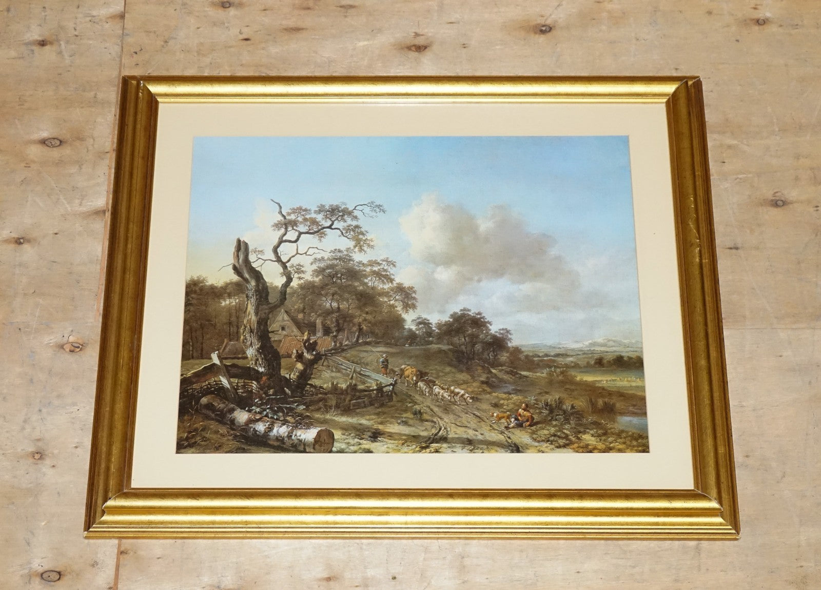 VINTAGE FRAMED PRINT IN GOLD FRAME BY DUTCH PAINTER JAN WIJNANTS 74 X 87 CM