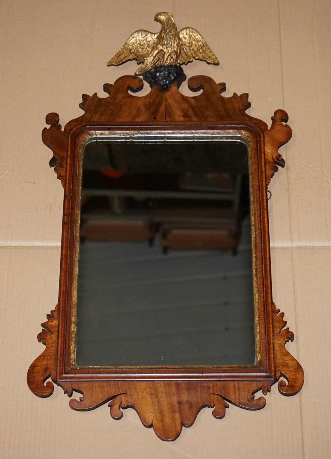 ANTIQUE GEORGIAN CIRCA 1760 THOMAS CHIPPENDALE STYLE GILDED EAGLE WALL MIRROR