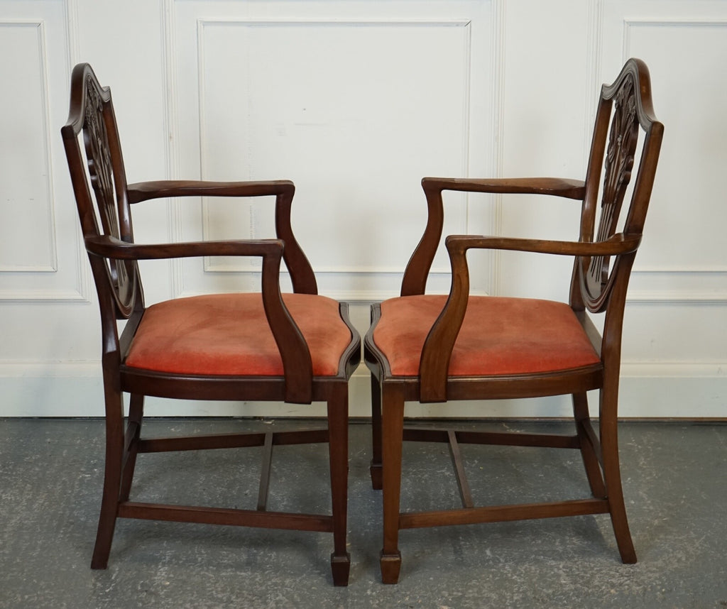 LOVELY PAIR OF VICTORIAN HEPPLEWHITE CARVER HALLWAY SIDE CHAIRS FEATHER FILLED