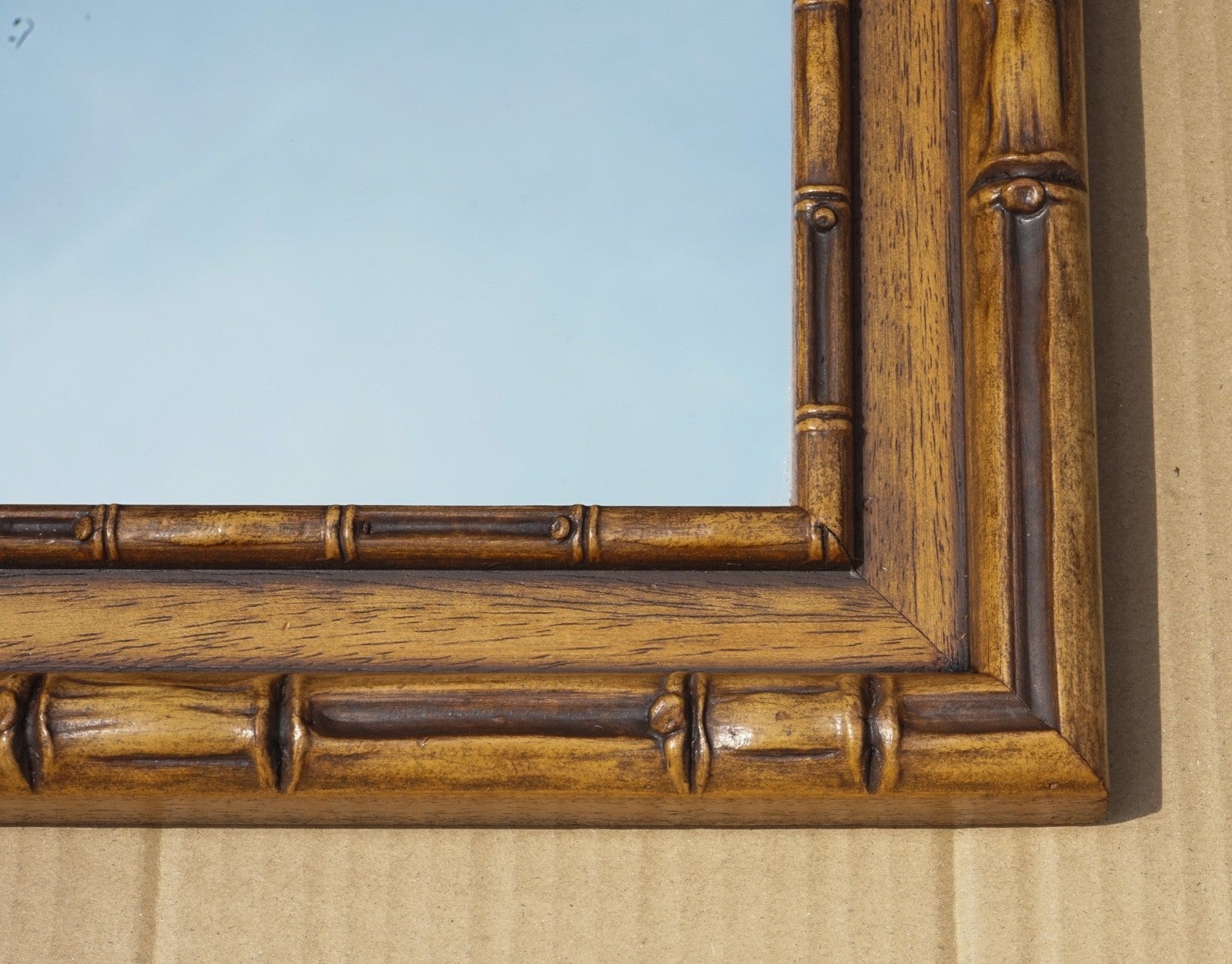 VINTAGE RECTANGULAR FAUX BAMBOO WALL HANGING MIRROR
