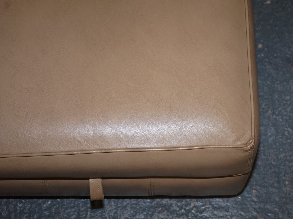 FINE LATTE BROWN LEATHER OTTOMAN FOOTSTOOL WITH STORAGE BY MULTIYORK ENGLAND