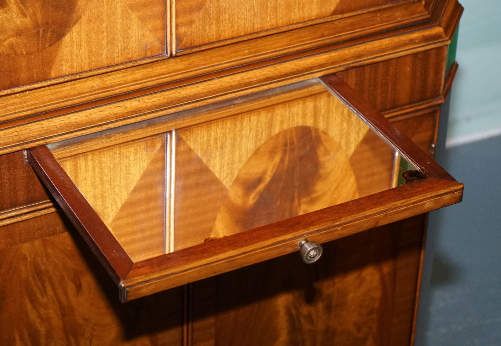 VINTAGE ENGLISH N. NORMAN LTD HARDWOOD CORNER CABINET