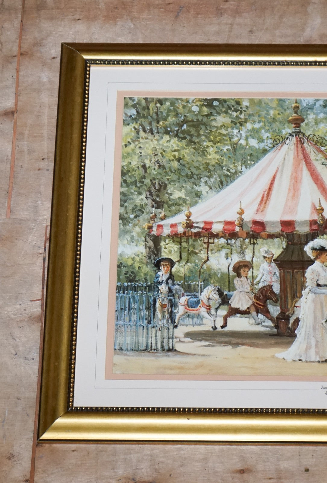 VINTAGE VICTORIAN STYLE PRINT ''SUMMER CAROUSEL'' BY ALAN MALEY 64 X 79 CM