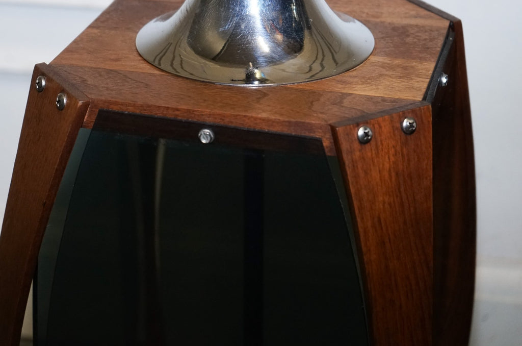 PAIR OF LARGE MODERN DANISH ACRYLIC & TEAK MID CENTURY LAMPS